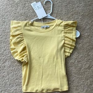 Zara ruffled sleeve shirt in yellow